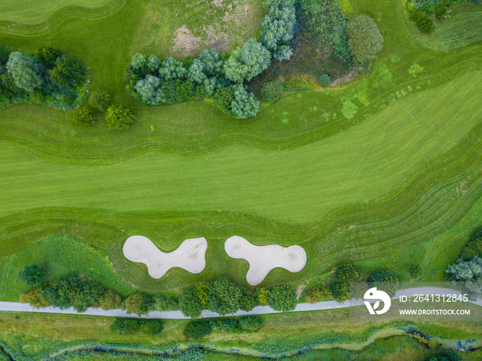 Aerial view of golf course in Europe