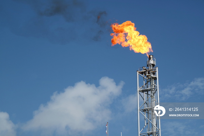 Gas or flare burn on offshore platform