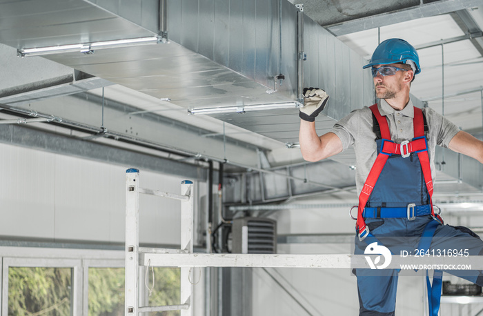 HVAC Professional Worker Checking Last Points of the System