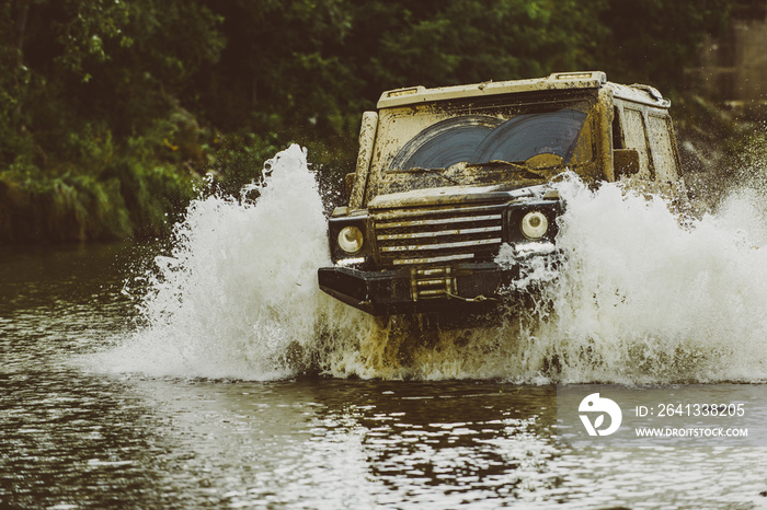 Jeep outdoors adventures. Safari suv. Mudding is off-roading through an area of wet mud or clay. Off
