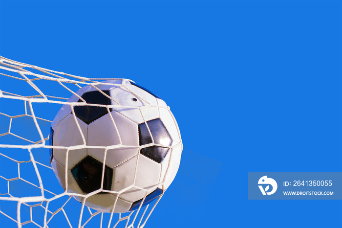 soccer ball hit the net,success goal concept