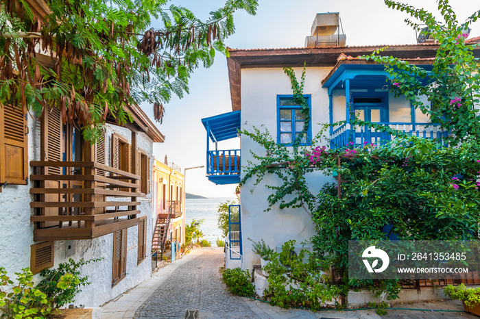 Colorful street view in Kalkan Town of Turkey.