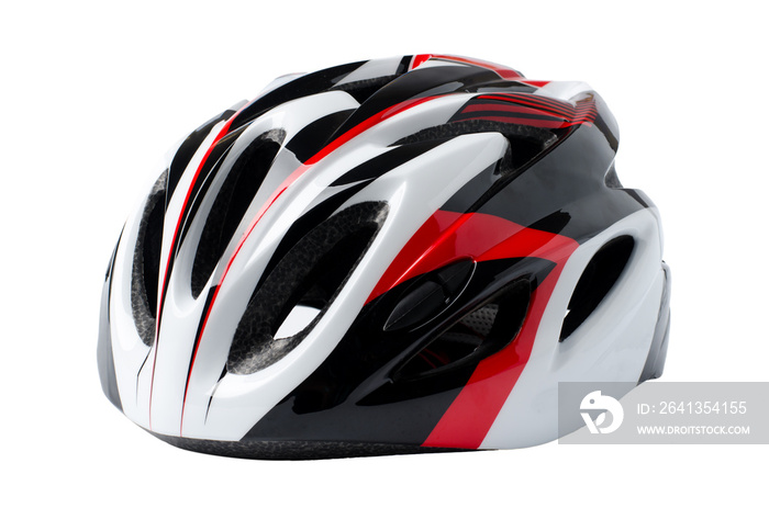 白色背景下隔离的自行车头盔