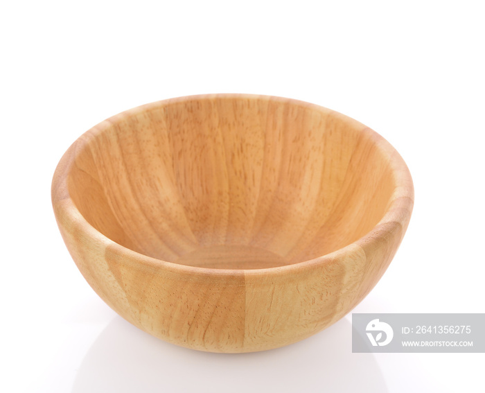 wooden bowl on white background