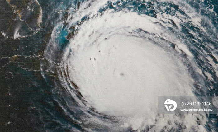 infrared image of Hurricane Irma in the Bahamas. Elements of this image furnished by NASA.