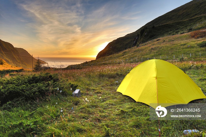 Yellow tent in Norway