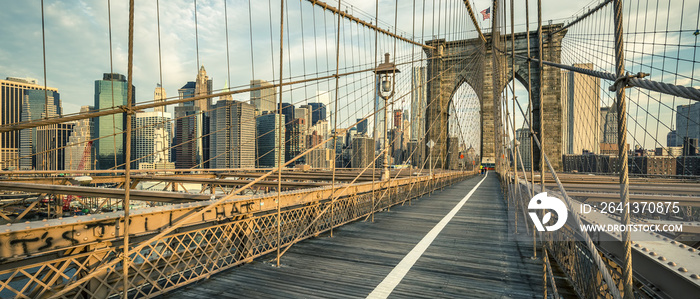 Famous Brooklyn Bridge in the morning