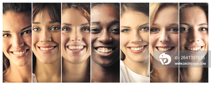 Portraits of smiling women