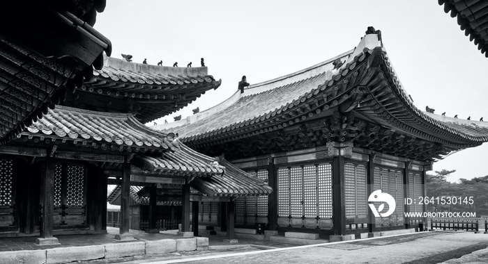 Korean Traditional Palace Changgyeonggung, Traditional Building, Monochrome photography