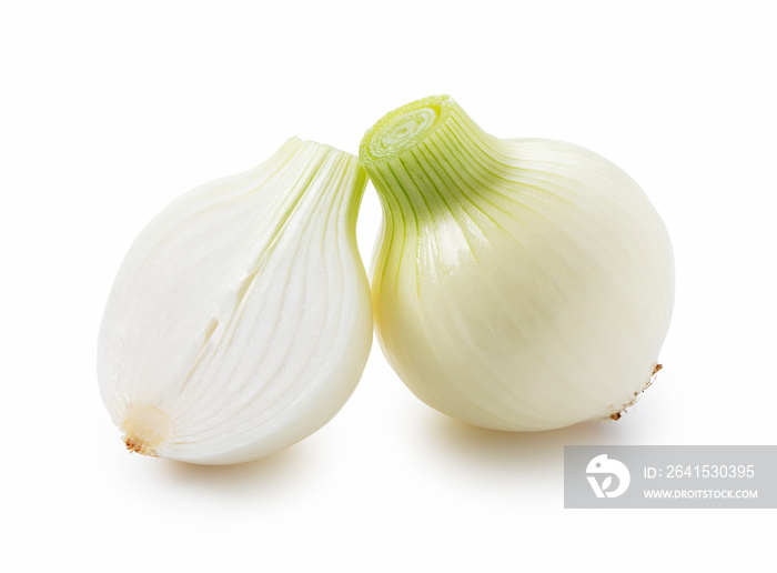 New onions on a white background