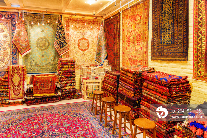 Fabulous inside view of carpet shop in the Grand Bazaar