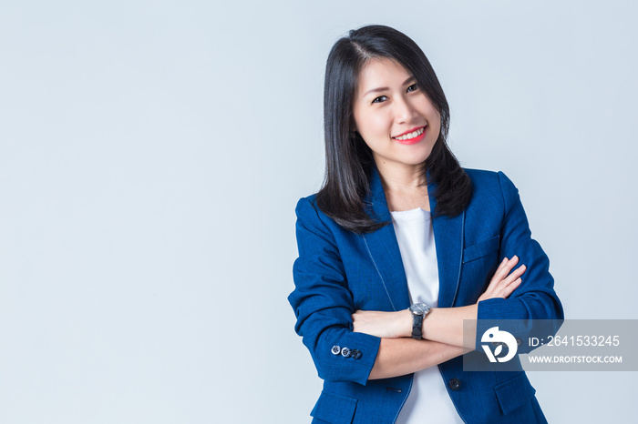 young asian businesswoman on white background