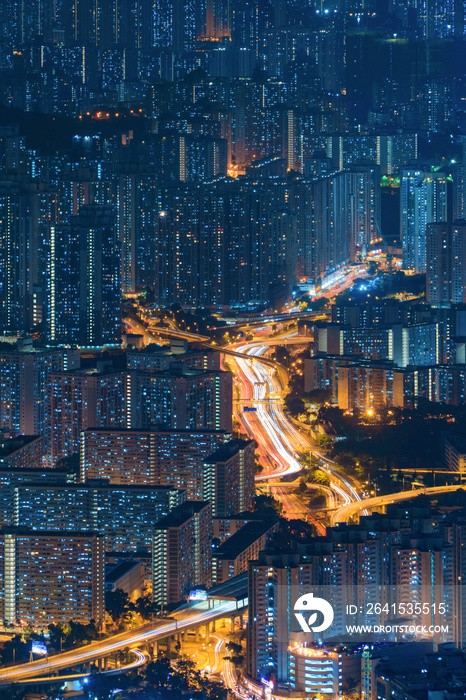 中华人民共和国香港市中心鸟瞰图。科技金融区和商业中心
