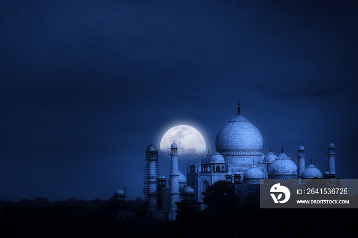 Night view of The Taj Mahal, Agra, Uttar Pradesh, India