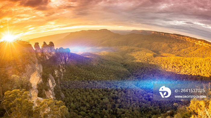 Three Sisters Blue Mountains Australia at sunrise