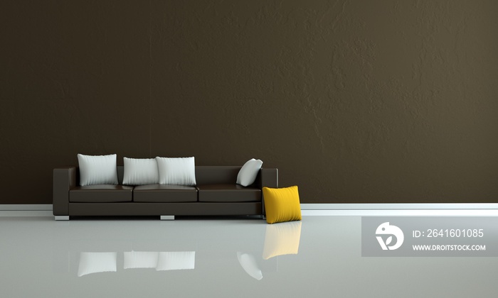 Wohndesign -棕色皮沙发