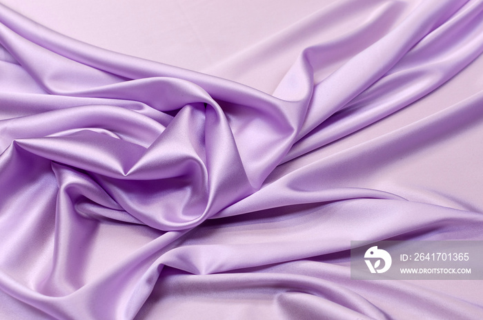 Silk fabric, satin light lilac color