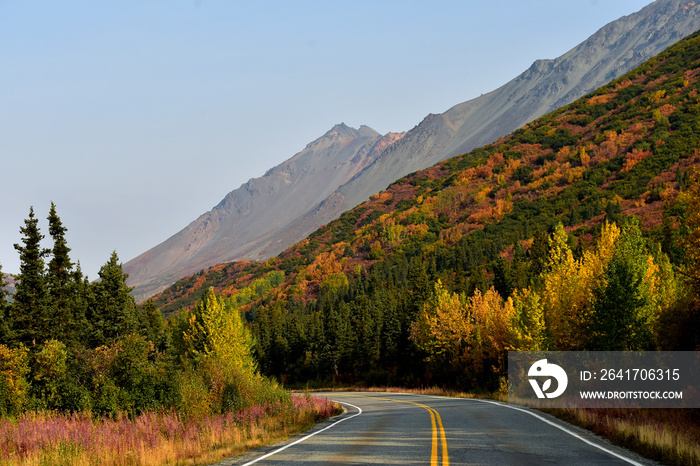 Scenic Alaska autumn mountain landscapes