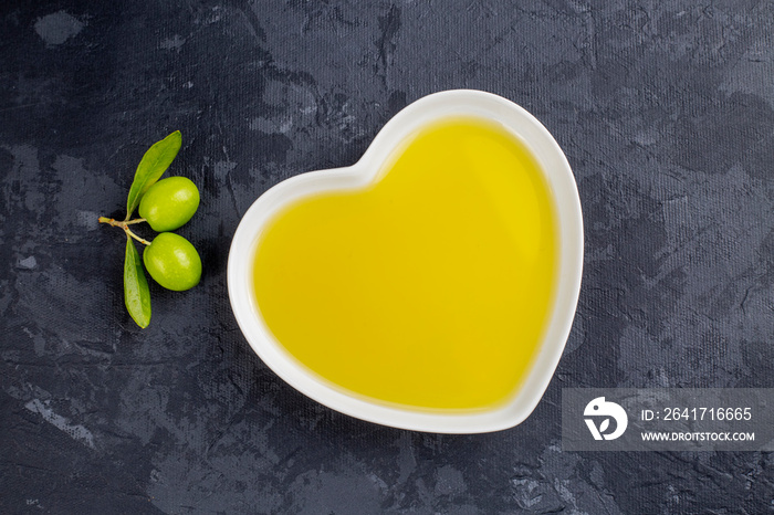 Green fresh olive and olive oil