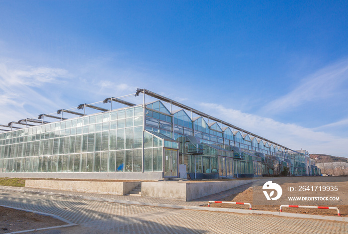 Close-up of steel structure greenhouse structure