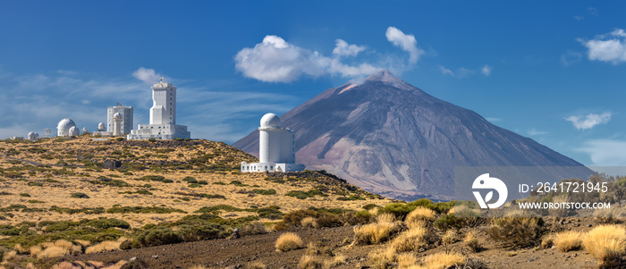 泰德火山前的泰德天文台全景（加那利群岛特内里费岛）