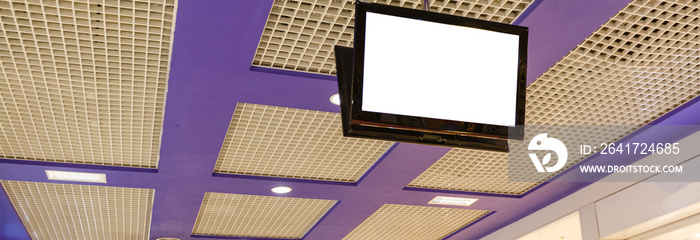 tv white screen hanging ceiling store