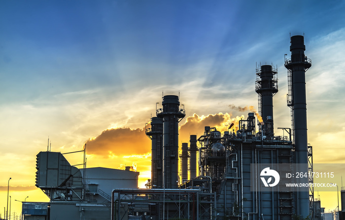 Gas turbine electrical power plant with twilight.