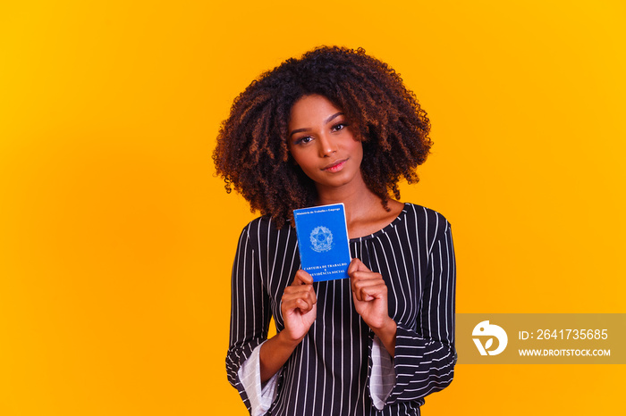 Brazilian woman with document work and social security, (Carteira de Trabalho e Previdencia Social)