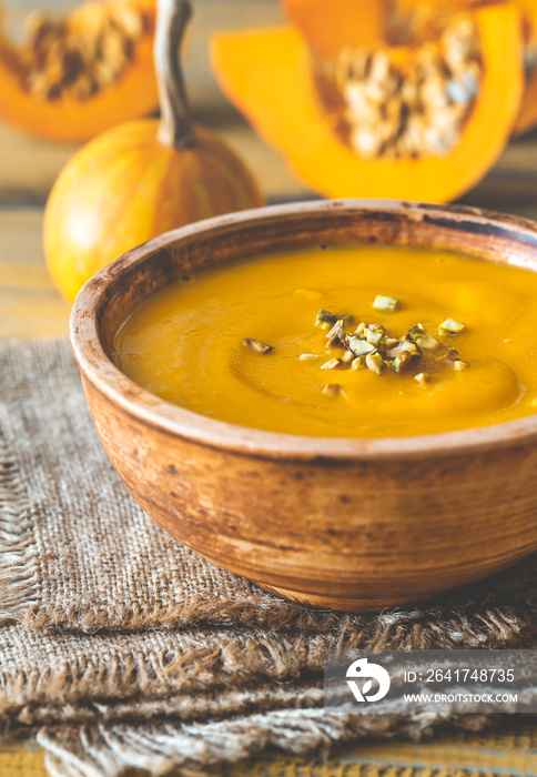 Bowl of pumpkin soup