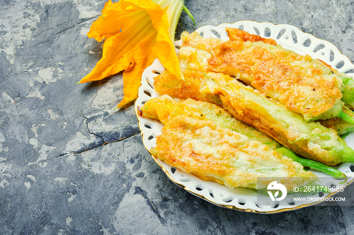 Roasted zucchini flowers