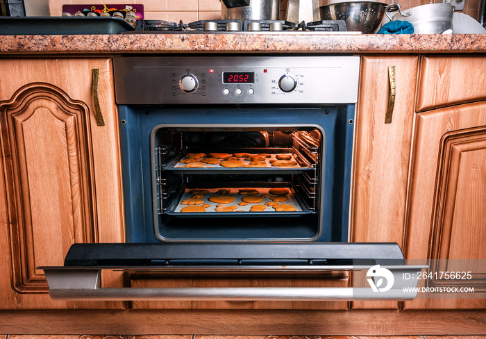 gingerbread cookies in the oven