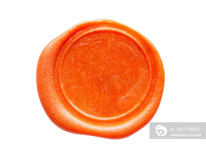 Red wax stamp seal isolated on white background