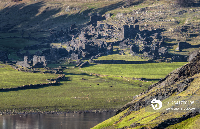 An ancient village submerged under the waters of the Belesar reservoir