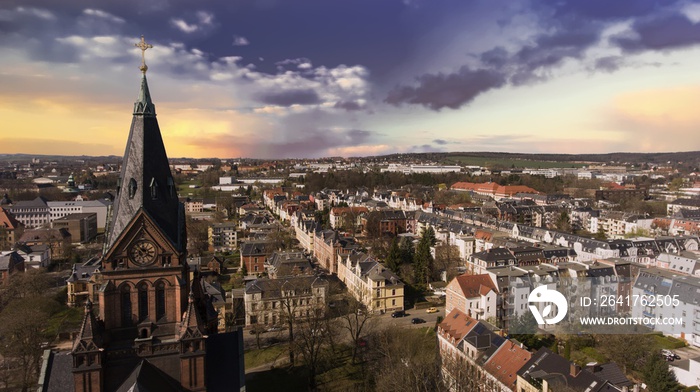 Zwickau aerial view old town germany