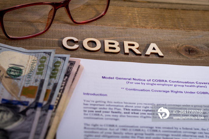 COBRA失业医疗保险福利概念