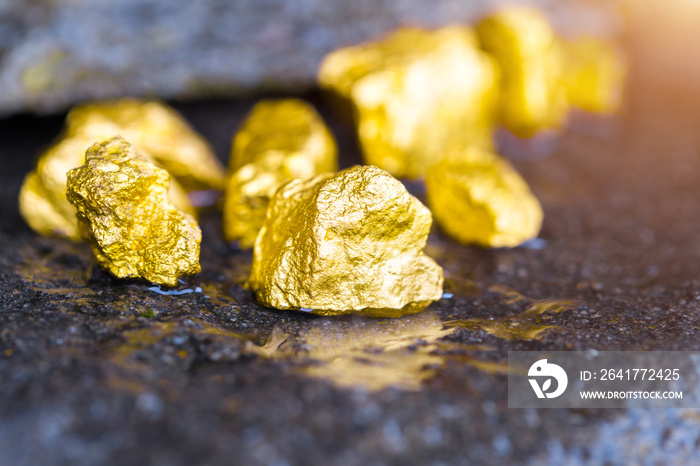 石头地板上的黄金与商业伙伴一起发现成功和投资理念。