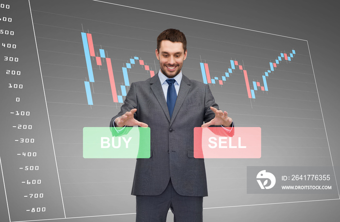 businessman or stock broker over forex chart