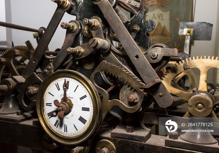 the old clock mechanism, time, past, present, future