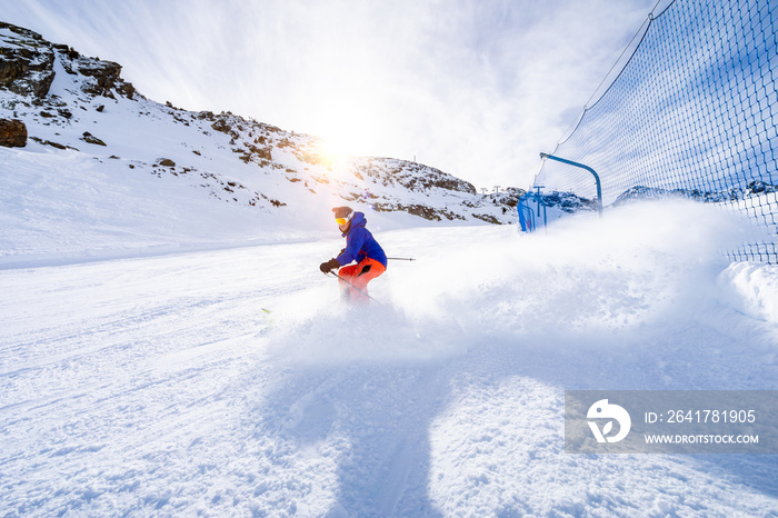 Man skiing on the ski slopes