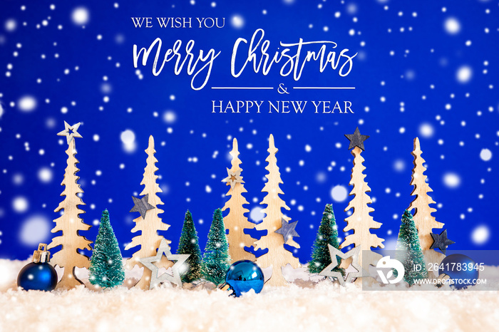 Christmas Trees With English Text We Wish You A Merry Christmas And Happy New Year. Christmas Decora