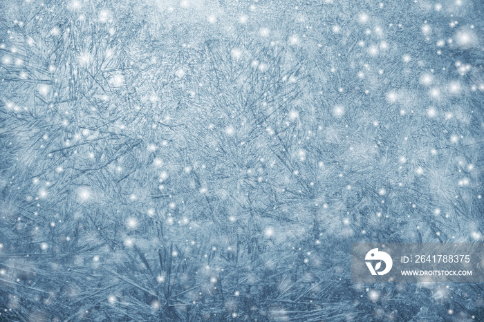 冬季霜冻图案和雪。圣诞背景