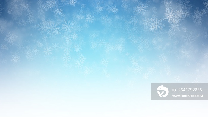 Abstract Background White Snow flake on Blue Background in Christmas holiday