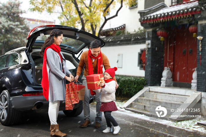 幸福家庭回家过新年