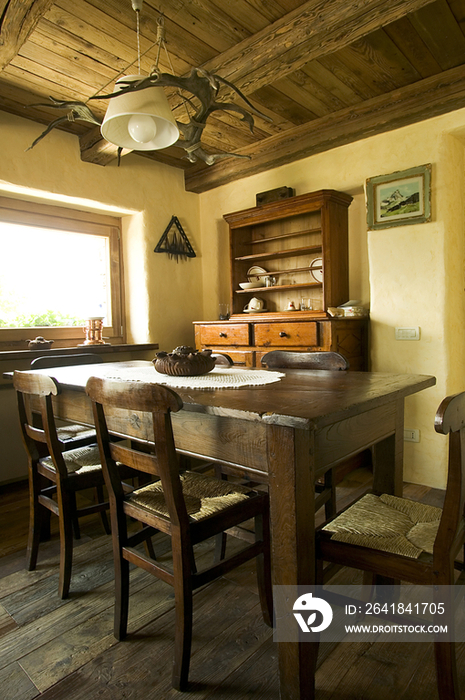 Kitchen interior of a rustic house