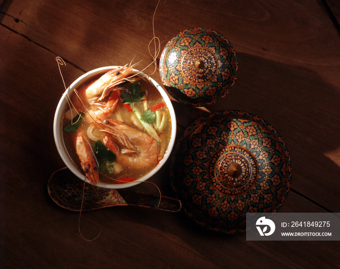 Tom Yam Kung spicy prown soup with lemongrass