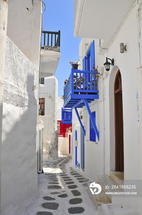 Narrow street in Santorini Island