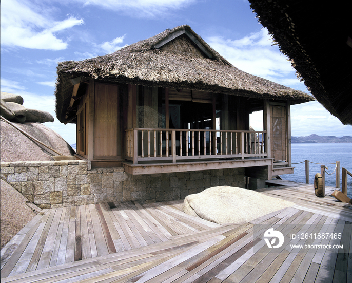 View of the Water Villa which can be accessed by wooden teak boats at Evason Hideaway, Spa in Nha T