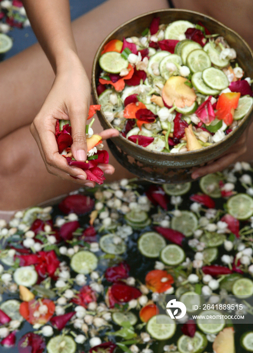 Flower and Lime Herbal Bath at the Spa village at Tanjong Jara Resort, Terengganu, Malaysia