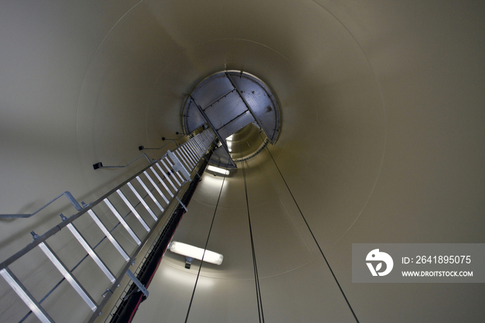 Ladder Leading Up the Center of a Wind Turbine