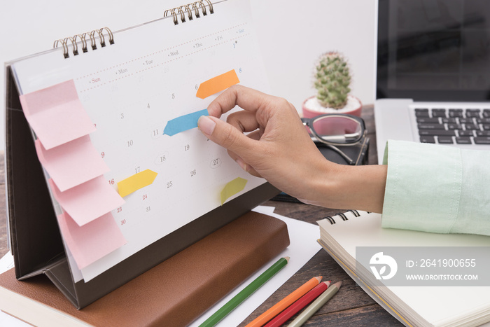 business Calender Planner meeting on desk office. organization management remind concept.